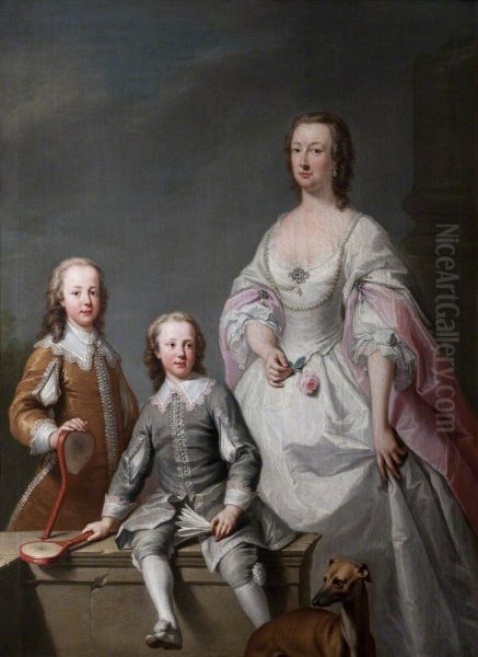 Mary Assheton, Lady Curzon (1695-1776) with her Two Sons Nathaniel Curzon, 1st Baron Scarsdale (1726-1804) and Assheton Curzon, 1st Viscount Curzon (1729-1820) - view 1