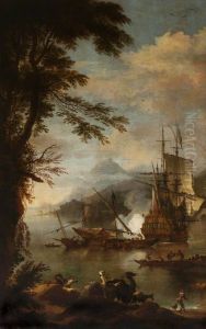 A Bay with Camels in the foreground