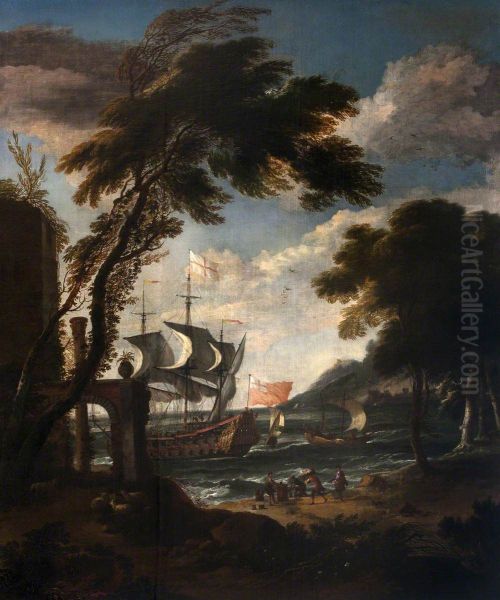 A Seaport with Men-o'-War, Boats and Figures - view 1