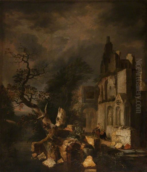 Landscape with Ruined Buildings and Figures - view 1