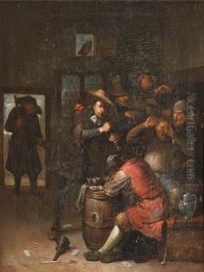 Men Carousing and a Man playing a Flute by Egbert Van Heemskerck
