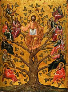 Eastern OrthodoxiconofJesus Christas theTrue Vine.Russkij:Loza Istinnaa (Vinogradnaa loza).Deutsch:Christus, der wahre Weinstock