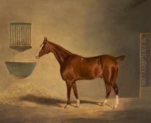A Chestnut Horse in a Stable by John Frederick Herring, Sr.