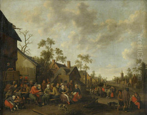 Village Scene with Feasting and Merrymaking Village Scene with Feasting and Merrymaking