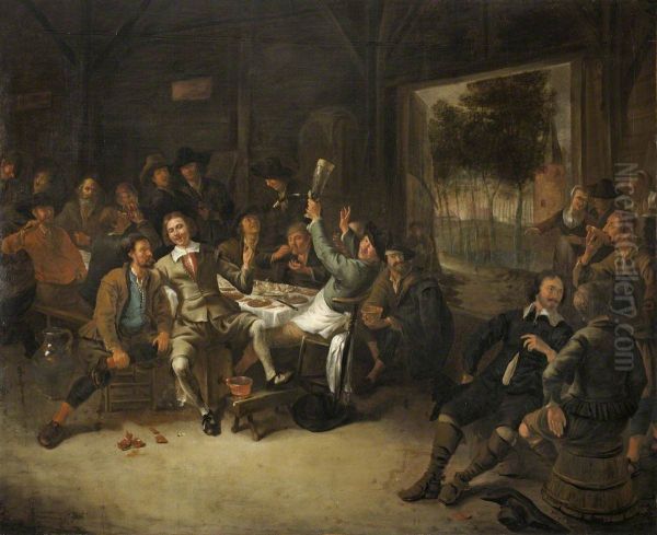 Peasants feasting in a Barn - view 1