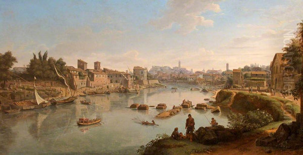 View up the Tiber from the Strada di Marmorata - view 1
