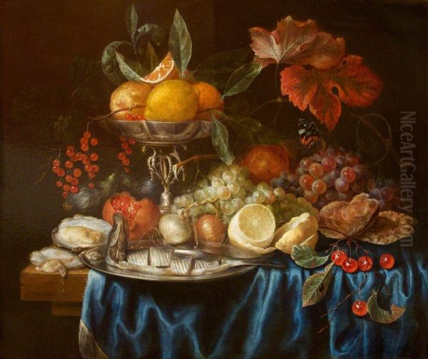 Fruit and Herring on a Table - view 1