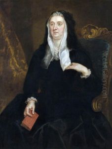 An Unknown Widow, probably Dame Edith Phelips (1662 - 1728), holding a book inscribed 'Dame Bridget Phelips, 1670'