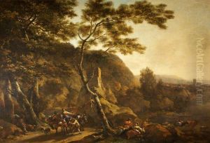 A Landscape with Figures by Nicolaes Pieterszoon Berchem