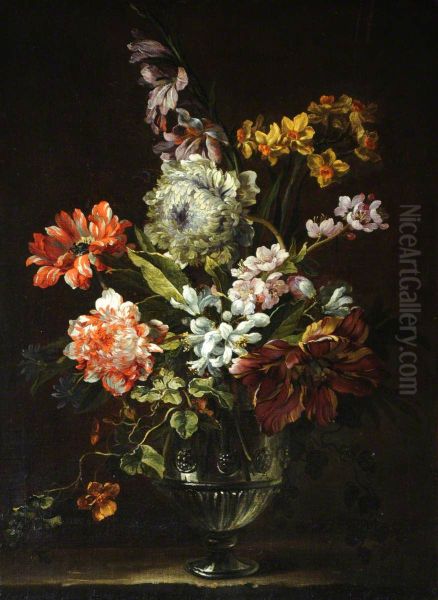 Flowers in a Glass Vase - view 1