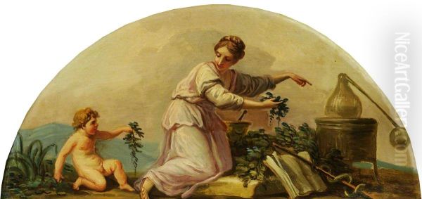 Putto with Personification of Chemistry - view 1