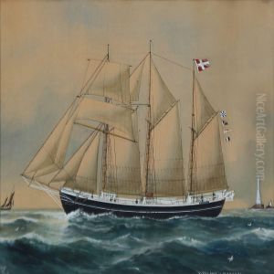 The Danish Schooner Vigilant Of Marstal by Reuben Chappell Of Poole