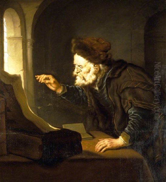 An Old Man weighing Coins - view 1
