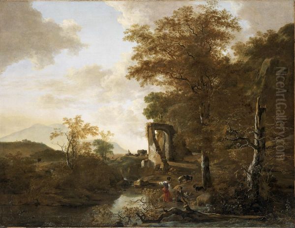 Landscape with Arched Gateway (Landscape with a Stone Gateway and Pond) - view 1