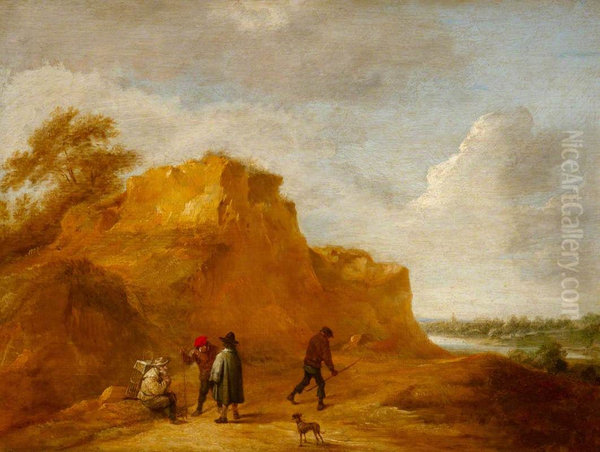 Sand Cliff and Figures - view 1