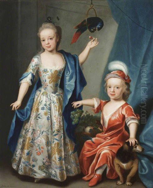 Edward Astley, later Sir Edward Astley, 4th Bt Astley of Hill Morton (1729-1802) and his Sister Blanche, later Mrs Edward Pratt as Children, with a Parrot and a Bunch of Grapes - view 1