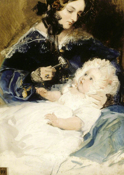 Lady Louisa Jane Russell, Duchess of Abercorn (1812-1905) with her Daughter Lady Harriet Georgiana Louisa Hamilton, later Countess of Lichfield (1834-1913) - view 1