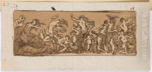 Frise Representant Une Bacchanale by Henri Michel Antoine Chapu