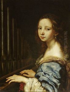 Saint Cecilia playing the Organ
