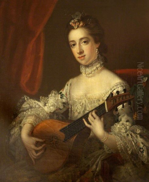 Anne Hoare, Mrs Richard Hoare (1737-1759) playing a Cittern (after Francis Cotes) - view 1