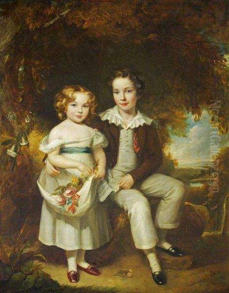 Sir Henry Ainslie Hoare, 5th Bt (1824-1894) and his Sister Georgiana Hoare (d.1905) as Children - view 1