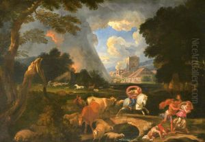 Moses and Aaron calling down the Plague of Hail upon Egypt