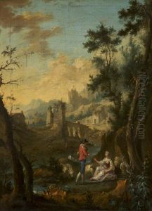 Landscape with a Shepherd and a Shepherdess by Willem van der Hagen