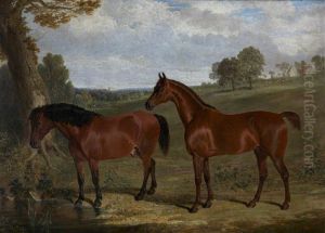 A Bay Horse and Pony in a Landscape