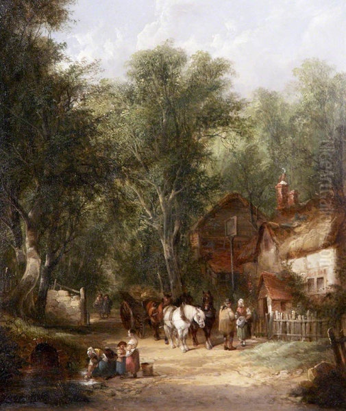 Figures outside a Tavern ('Outside the Inn at Fairfield') - view 1