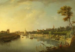 A View of Seville from the Guadalquivir River with the Geraldo Tower by Manuel Barron y Carrillo