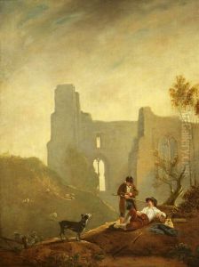 A Sleeping Shepherd with Ruins of Kenilworth Castle (after Callcott) by Octavius Oakley