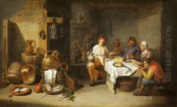 A Poor Company at a Table in a Rustic Kitchen (Le petit chaudron) - view 1