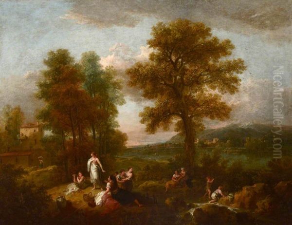 An Italian Landscape with Children Fishing - view 1