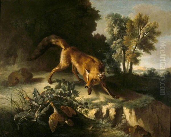 A Fox putting up a Brace of Partridges - view 1