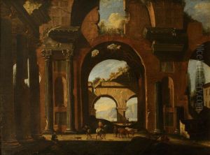 Classical Ruins and Figures by Niccolo Codazzi