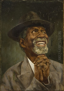 Negro Sorridente com Chapeu Maos Cruzadas Negro Sorridente com Chapeu Maos Cruzadas