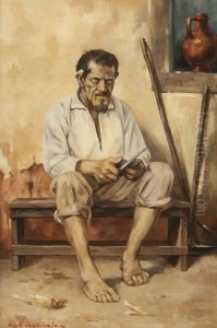 Caipira Preparando Cigarro de Fumo e Palha by Adrien Henri Vital van Emelen