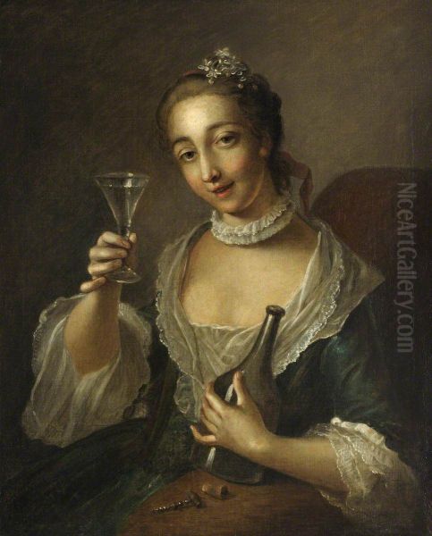 A Girl with a Bottle and a Glass - view 1
