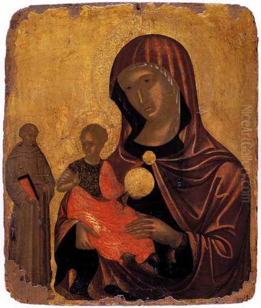 Nikolaos Tsafouris,The Virgin and St Francis of Assisi. Exhibited in theByzantine and Christian Museum in Athens. - view 1