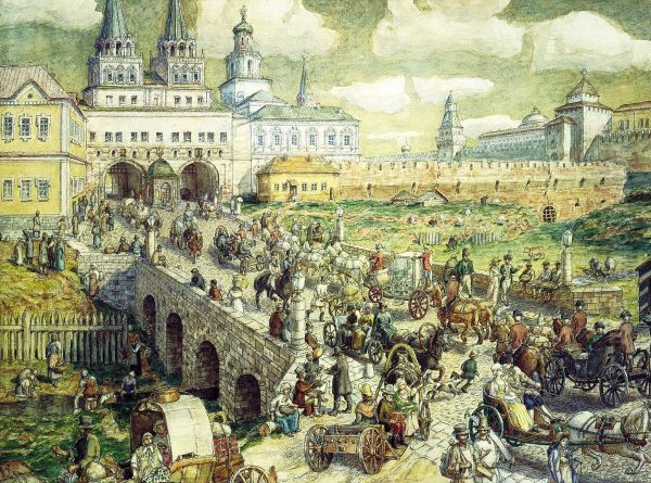 <<Ulicnoe dvizenie na Voskresenskom mostu v XVIII veke>> - view 1