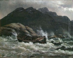 Wreck on the Coast of Norway by Johan Wilhelm Ludwig Dahl