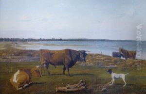 "Strandbillede med kvaeg"