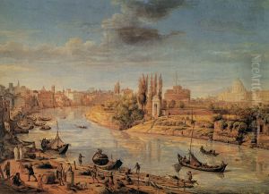 View of Rome with the Tiberand Castel Sant'Angelo by (circle of) Wittel, Gaspar van (Vanvitelli)