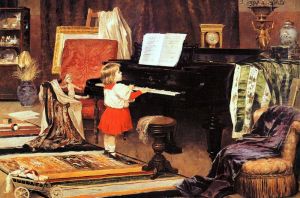 Girl at the piano by Aurelio de Figueiredo