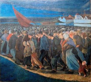 Un soir de greve by Eugene Laermans
