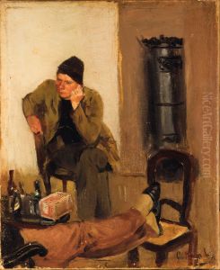 Charles Lundh in conversation with Christian Krohg by Christian Krohg