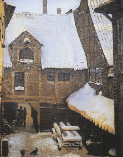 Wintery view at Mikkel Vibe's House (also known as Sigvert Grubbe's House) on Strandgade in Christianshavn, Copenhagen. - view 1