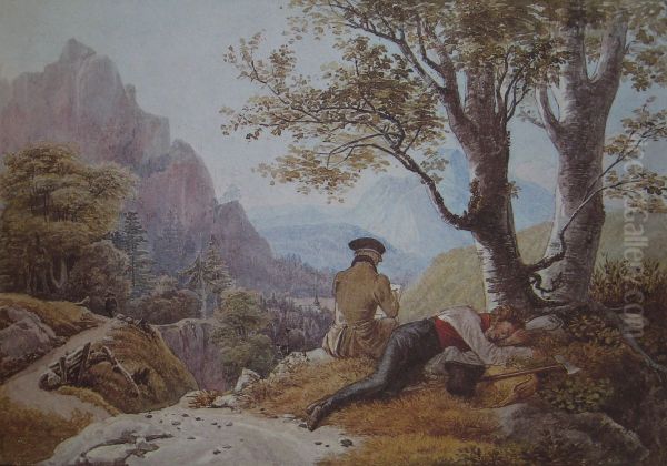 Resting Artists in the Mountains - view 1