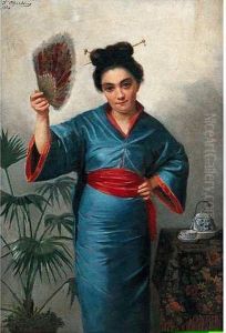 Jeune Femme A Leventail by Francine Charderon