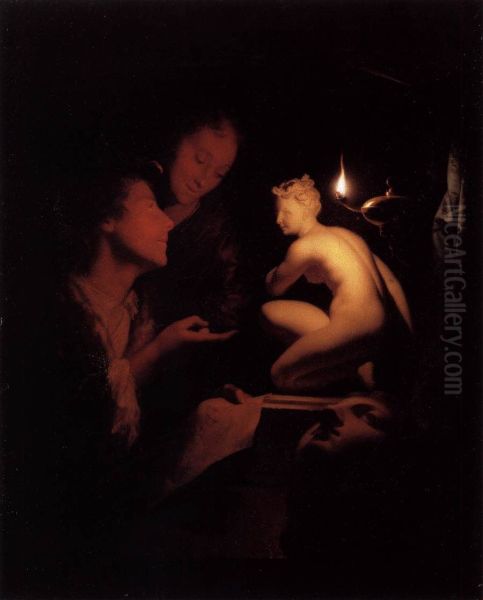 Kunstbeschouwing bij het licht van een olielamp - view 1